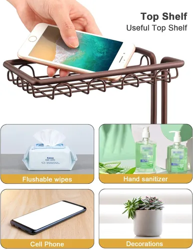 Miniatura 4 de Soporte de papel higiénico mejorado para baño, capacidad para 3 rollos grandes de papel gigante, estante superior para toallitas y pañuelos, Rojo
