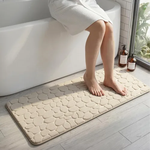 Miniatura 57 de YIHOUSE - Alfombra de espuma viscoelástica para pasillo, alfombras de baño con patrón de adoquín, superabsorbentes, alfombras de baño lavables a