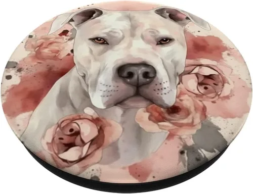 Miniatura 2 de Dogo Argentino Rosas Flor Acuarela Dogo Argentino PopSockets Estándar PopGrip