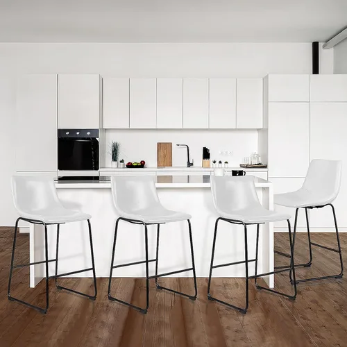 Miniatura 13 de LEMBERI Juego de 2 sillas de comedor de piel sintética, modernas sillas de cocina y comedor de 18 pulgadas con respaldo y patas de metal, cómodo