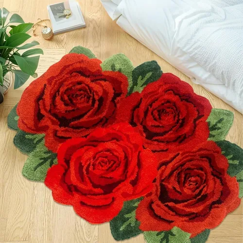 Miniatura 11 de USTIDE Alfombra de girasol esponjosa, alfombra suave y lanuda de flores, hecha a mano, alfombras modernas, lavables, para sala de estar, lavandería