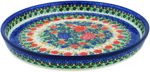 Miniatura 32 de Auténtico plato de cerámica polaca de 10 pulgadas en diseño amarillo hecho a mano en Bolesławiec Polonia por Ceramika Bona + certificado