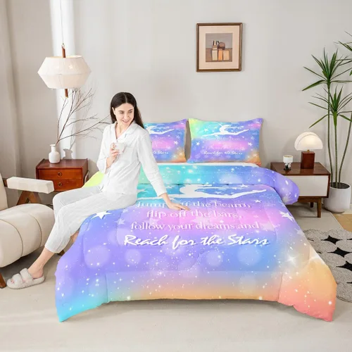 Manfei - Juego de edredón para amantes de la gimnasia y la danza, tamaño individual, juego de ropa de cama romántica con diseño de cielo estrellado