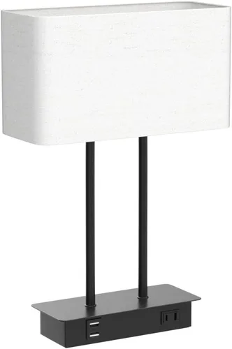 Miniatura 4 de Lámpara de mesa con control táctil y puertos de carga USB duales, 1 salida de CA, lámpara de mesita de noche moderna regulable de 3 vías con Crema