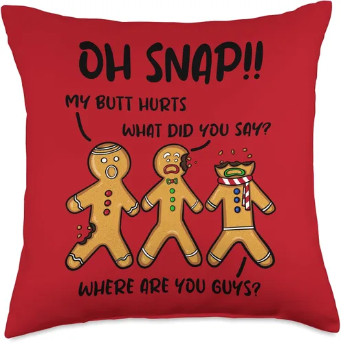Miniatura 5 de Oh Snap Gingerbread Man Christmas Designs Oh Snap Gingerbread Man Funny Christmas Cookie My Butt Hurts - Almohada de 16 x 16 pulgadas, multicolor