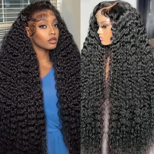 Miniatura 14 de Pelucas de cabello humano rizado con encaje frontal de 13 x 6 pulgadas, pelucas de cabello humano brasileño rizado para mujeres, densidad del 200 %