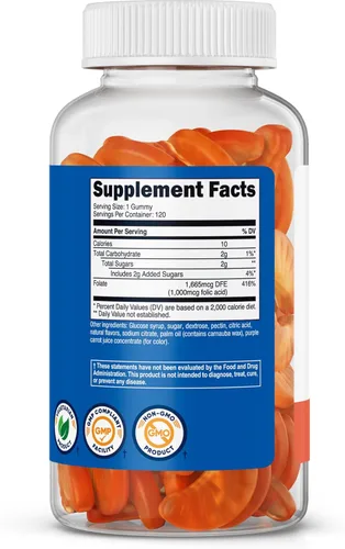 Miniatura 5 de Nutricost Gomitas vegetarianas de ácido fólico (vitamina B9) (120 gomitas, 1 mg de ácido fólico por porción), suplemento para hombres y mujeres