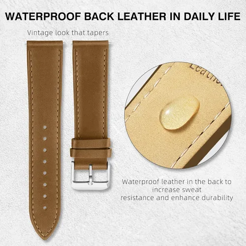 Miniatura 10 de Ritche Correa de reloj de cuero de liberación rápida para hombres y mujeres, correa de reloj de 0.79 pulgadas, 0.78 pulgadas, 0.86 pulgadas