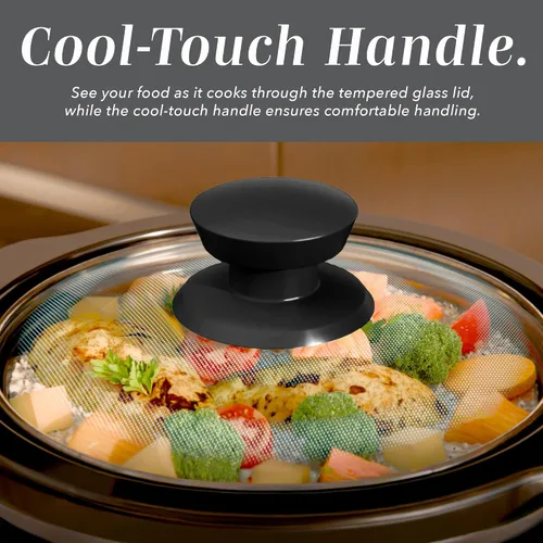 Miniatura 5 de COOK WITH COLOR 2QT Mini Olla de cocción lenta eléctrica redonda - Configuraciones ajustables, olla de gres extraíble, tapa de vidrio templado, apta