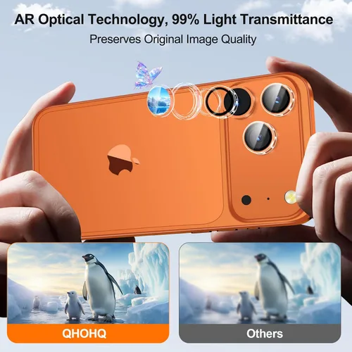 Miniatura 3 de QHOHQ Juego de 3 protectores de lente de cámara para iPhone 17 Pro Max/17 Pro/16 Pro Max/16 Pro/15 Pro Max/15 Pro, protector de lente individual 3
