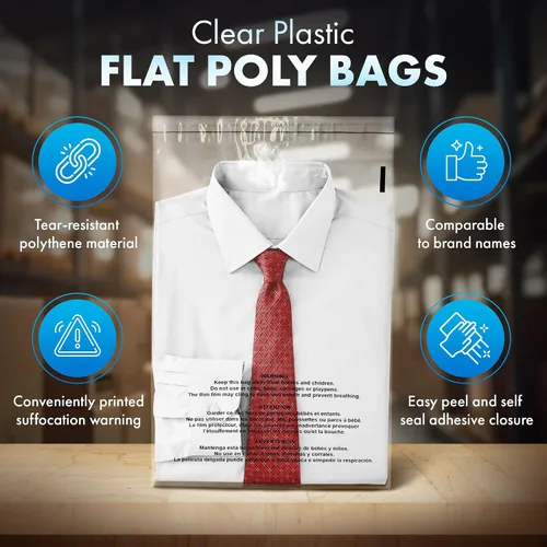 Miniatura 2 de Shop4Mailers Bolsa de polietileno transparente de 6 x 9 con advertencia de asfixia – Adhesivo autosellante, bolsa transparente de 1.5 mil para FBA