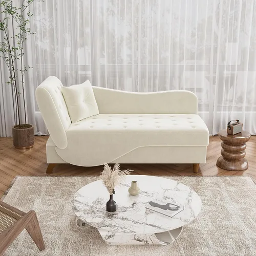 Miniatura 8 de DAMAIFROM Tumbona interior con almacenamiento, respaldo ajustable, silla de lectura reclinable, sofá cama con almohada, futón de terciopelo 3 en 1