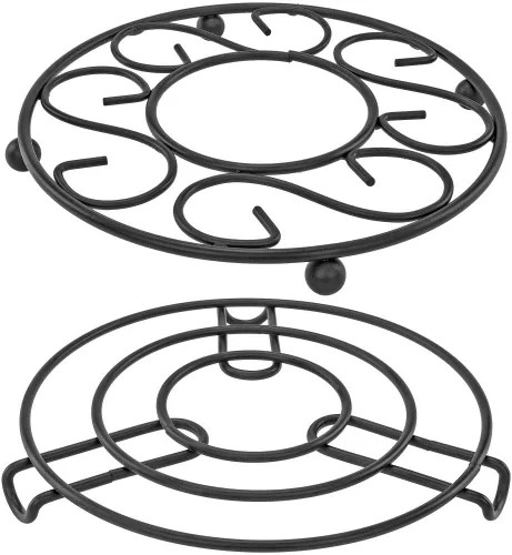 SH - Salvamanteles de metal para ollas - Soporte para utensilios de cocina calientes, diseños elegantes duraderos para encimeras y mesas, juego de 2