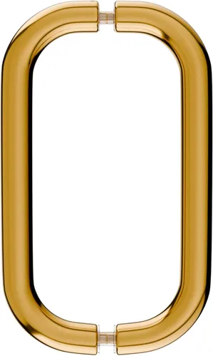 Miniatura 9 de BRIXWELL Manija tubular estándar para puerta de ducha para montaje posterior, acabado de oro de 24 quilates, construcción de latón macizo, 8