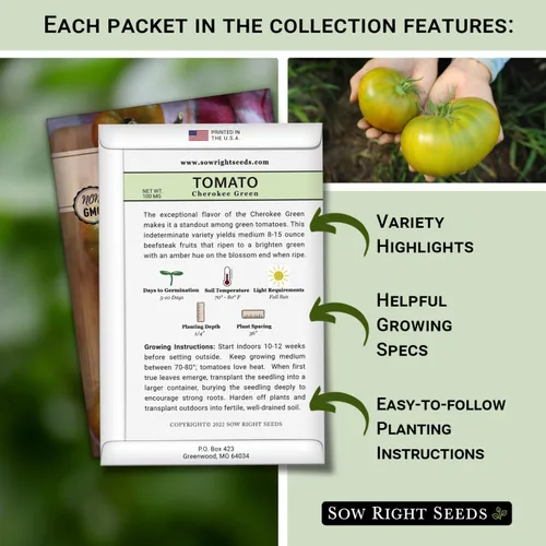 Miniatura 2 de Sow Right Seeds - Colección rara de semillas de tomate autóctono colorido para plantar - Cherokee Green, Black Krim, Hillbilly, Black Beauty