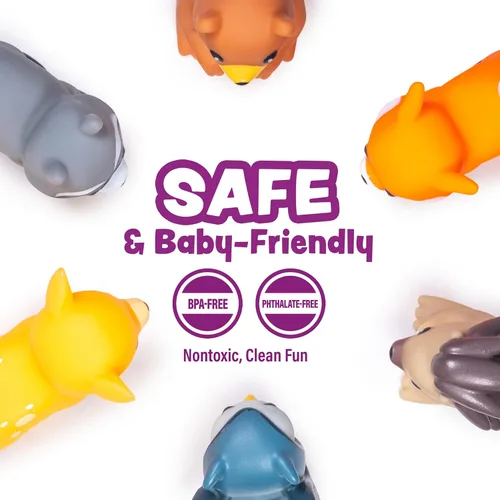 Miniatura 6 de Tub Works® Woodland Animals - Juguetes de baño herméticos para bebé, paquete de 6 unidades, sellados, sin agujeros, diseño de juguetes de baño que