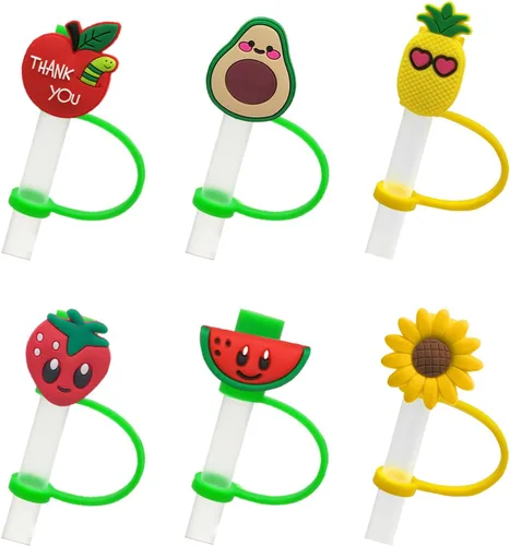Miniatura 9 de 6 fundas de silicona para pajilla, tapas de pajilla, tapones reutilizables para pajilla, tapones de paja de silicona, fundas para popote de Cubierta