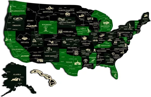 Miniatura 19 de JustLikeWood Rompecabezas de madera 3D de mapa de Estados Unidos de 16 x 9 ″ con los estados y capitales, decoraciones del 4 de julio, mapa de viaje