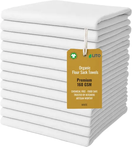 Toallas de saco de harina | Toalla de té para manualidades, plato de cocina, toalla de algodón en blanco para bordado, funda de lino para hornear