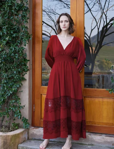 Miniatura 99 de Vestido largo de encaje para mujer de manga corta y cuello en V, vestido de fiesta estilo bohemio con cintura fruncida, vestido bohemio para mujer