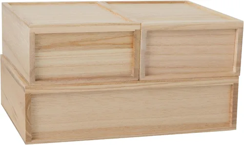 Miniatura 8 de Martha Stewart Weston Cajas de almacenamiento apilables de madera con cajones extraíbles, organizadores de almacenamiento de madera de Paulownia