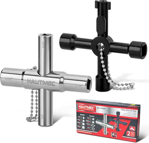 Miniatura 13 de HAUTMEC - Llave de agua sillcock de 4 vías, 1/4", 9/32", 5/16", 11/32" Llave multifunción de acero para llaves de paso, grifos, válvulas y espigas