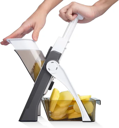 Miniatura 9 de ONCE FOR ALL Cortadora de mandolina segura para cocina, rebanadora de verduras profesional para rebanadas de patata de alimentos, grosor ajustable