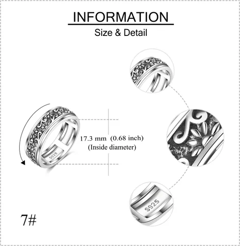 Miniatura 11 de YAFEINI Anillo giratorio de plata de ley para mujer, nudo celta, girasol, margarita, corazón, árbol de la vida, joyería de regalo para mujeres