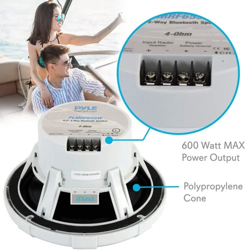 Miniatura 2 de Pyle Altavoces marinos de 6.5 pulgadas, par de altavoces coaxiales de 2 vías a prueba de agua Sistema de sonido estéreo de audio con soporte