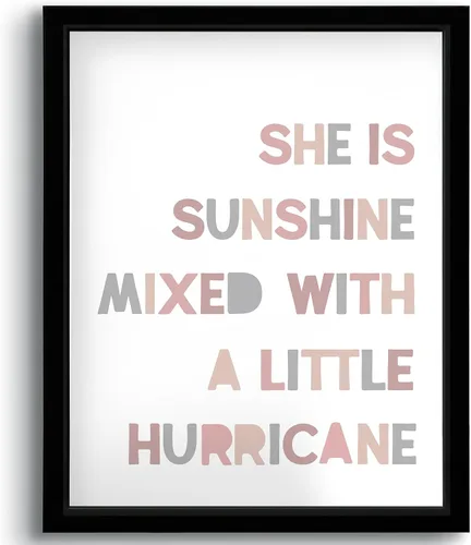 Miniatura 14 de PHAMTE Decoración de pared para dormitorio de niñas, arte de pared con texto en inglés «She is Sunshine Mixed with a Little Hurricane», lienzo