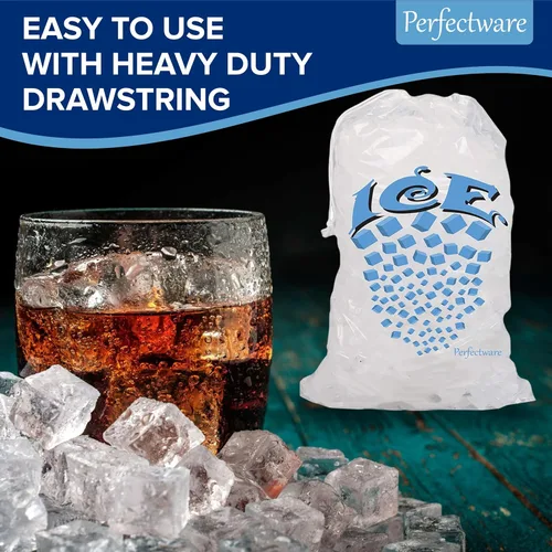 Miniatura 4 de Perfectware - Bolsas de hielo con cordón de 5 libras con asa de hilo de algodón - Paquete de 50