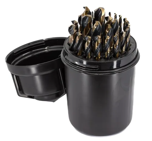 Miniatura 3 de Drill America Juego de brocas de acero de alta velocidad de 29 piezas de longitud mecánica en caja redonda (1/16" - 1/2" x 64ths), serie KFD