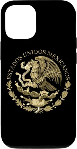 Miniatura 27 de iPhone 12 Pro Max Bandera de México sello del escudo de armas en caso sepia