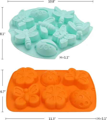 Miniatura 6 de Beasea Moldes de silicona para jabón, 2 moldes para pastel de mariposa, moldes para jabón, bandeja de hielo de silicona, para manualidades