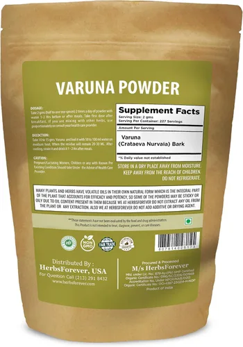 Miniatura 3 de HerbsForever Varuna Powder - Crataeva Nurvala - Salud de la próstata - Apoya la salud prostática, riñones, vesícula biliar y tracto urinario - Sin