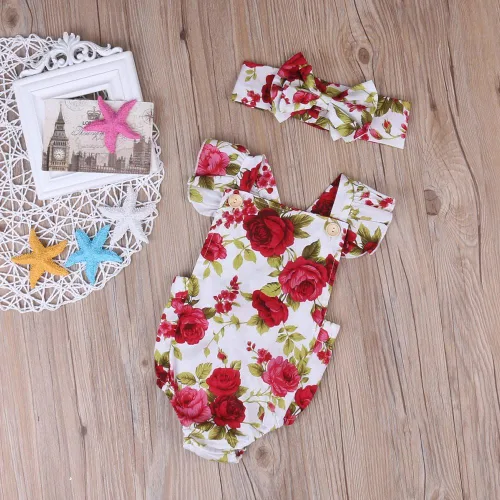 Miniatura 7 de 2 piezas de ropa para bebé recién nacido, overol a rayas, traje de diadema para niñas de 0 a 24 meses