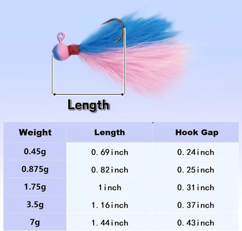 Miniatura 3 de Kit de plantillas de pesca de cangrejo de colores mixtos, plantillas de marabú atadas a mano para trucha Magne, 1/64-1/4oz, señuelos de agua