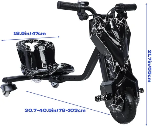 Miniatura 7 de Triciclo de deriva, triciclo de deriva de rueda grande para mayores de 8 años con marco de acero fuerte, triciclos para niños con asiento ajustable
