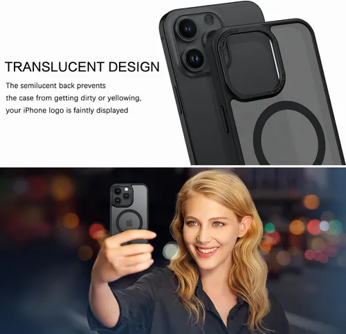 Miniatura 3 de BENTOBEN Funda magnética para iPhone 15 Pro Max, compatible con MagSafe, translúcida mate, esmerilada, antihuellas, delgada, a prueba de golpes