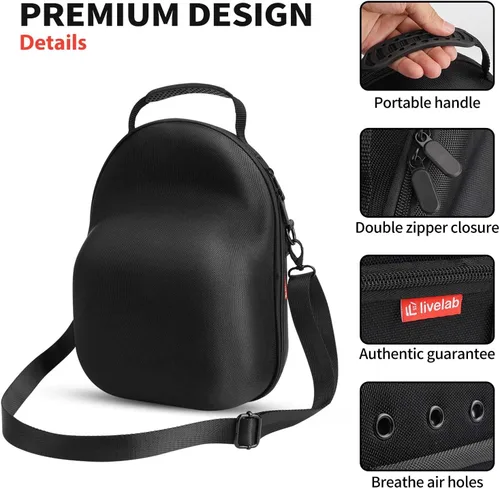 Miniatura 3 de Livelab Funda para sombreros, funda rígida para gorras de béisbol, almacenamiento de sombreros con asa de transporte y correa para el hombro, Azul
