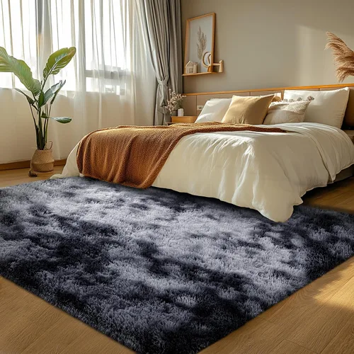Miniatura 20 de Topmaxcs Alfombra de Área de Pelo Largo Negro para Dormitorio: 8x10 Alfombras de Área de Pelo Largo Esponjosas para Sala de Estar- Alfombras