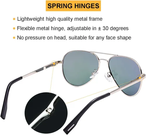 Miniatura 5 de Gleyemor Lentes de sol polarizados estilo aviador para niños y niñas, jóvenes, adolescentes, dos tamaños de 1.969 in y 2.047 in
