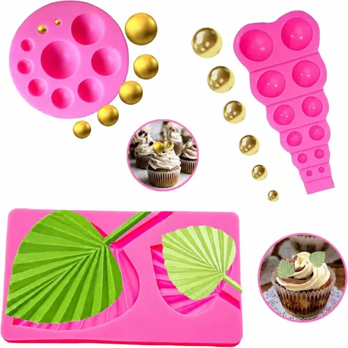 Miniatura 8 de MEMOVAN Molde de fondant de perlas 3D 2 unids Semi Esfera Bola Silicona Chocolate Molde Lollipop Molde de cúpula redonda Molde de silicona Mini