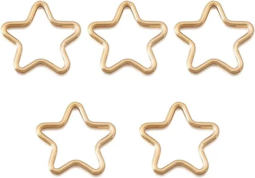 Miniatura 6 de Mega Pet 5 anillos de latón en forma de corazón, chapados en oro de 14 quilates, dije de latón de corazón hueco de San Valentín, dijes colgantes