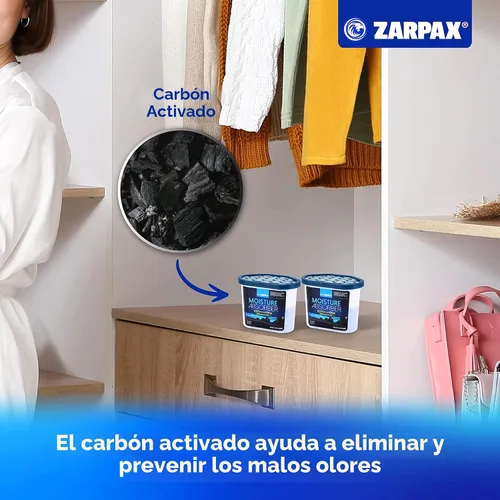 Miniatura 5 de Zarpax Cajas de Absorción de Humedad con Carbón Activado 10.5 oz/300g Elimina Humedad, Ambientadores, Olores y Humedad Absorbente de Olores