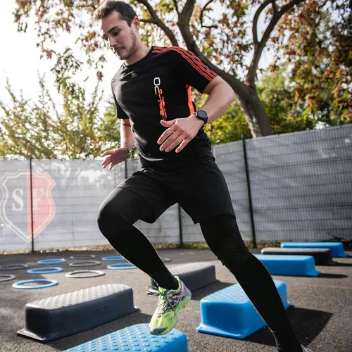 Miniatura 6 de OEBLD Pantalones deportivos 2 en 1 para hombre, de secado rápido, pantalones cortos de entrenamiento para gimnasio, pantalones de compresión