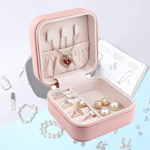 Miniatura 3 de Duomiila - Caja de joyería pequeña, mini organizador de viaje portátil, para anillos, aretes, collares. Un regalo para niñas y mujeres