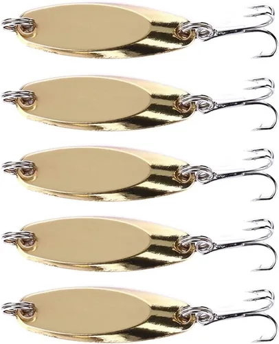 SagaSave Paquete de 5 cucharas de pesca, cucharas de pesca, cucharas de metal duro, señuelos con ganchos agudos para pesca en agua salada y agua