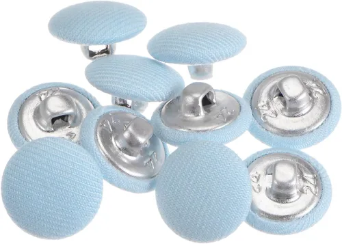 HARFINGTON 10 botones de tela de 24L cubiertos de tela de 0.59 pulgadas, vástago de metal, botones de costura redondos para trajes, blusas de Azul