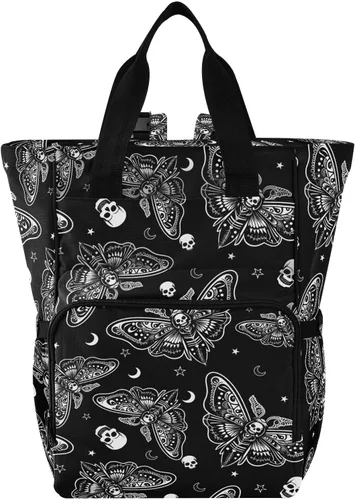 Miniatura 19 de MNSRUU Bolsa de pañales de calavera gris, mochila multifunción para pañales de viaje, bolsa de pañales de gran capacidad, mochilas para cambiar